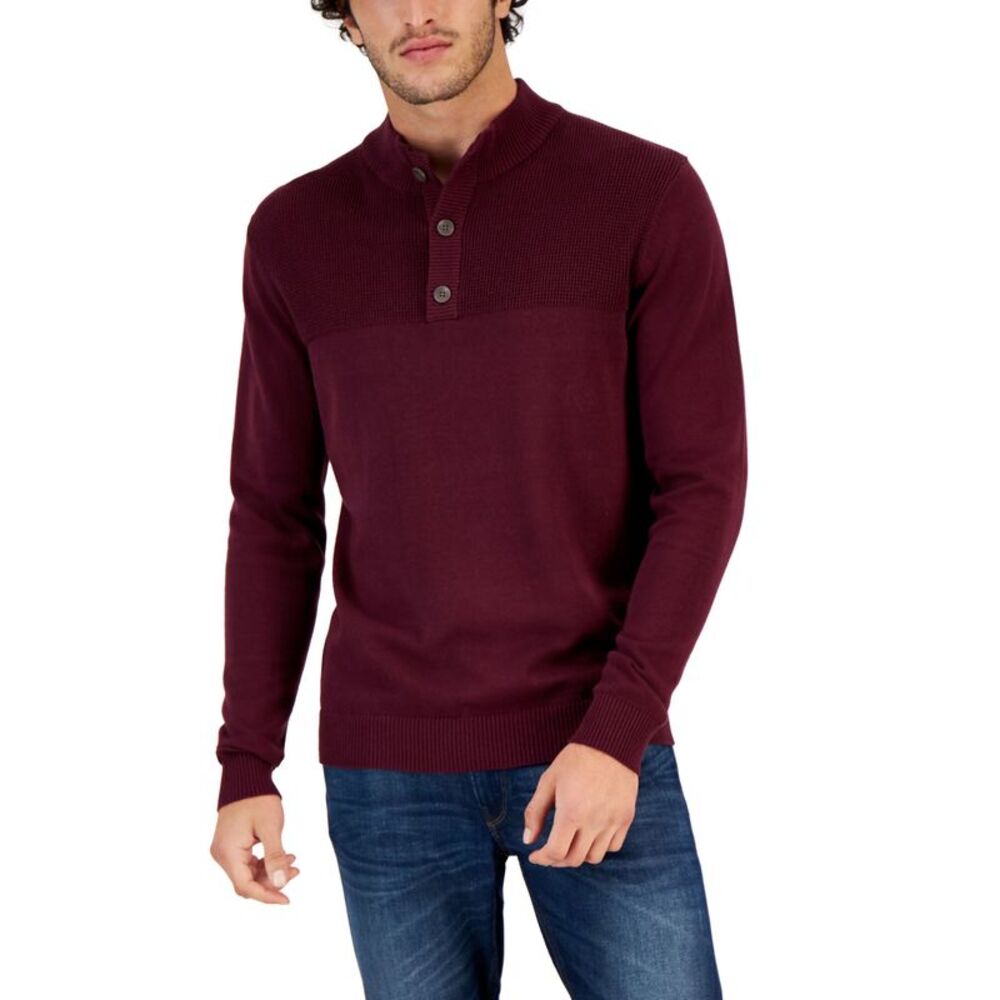 Club Room Mens Button Mock Neck Sweater